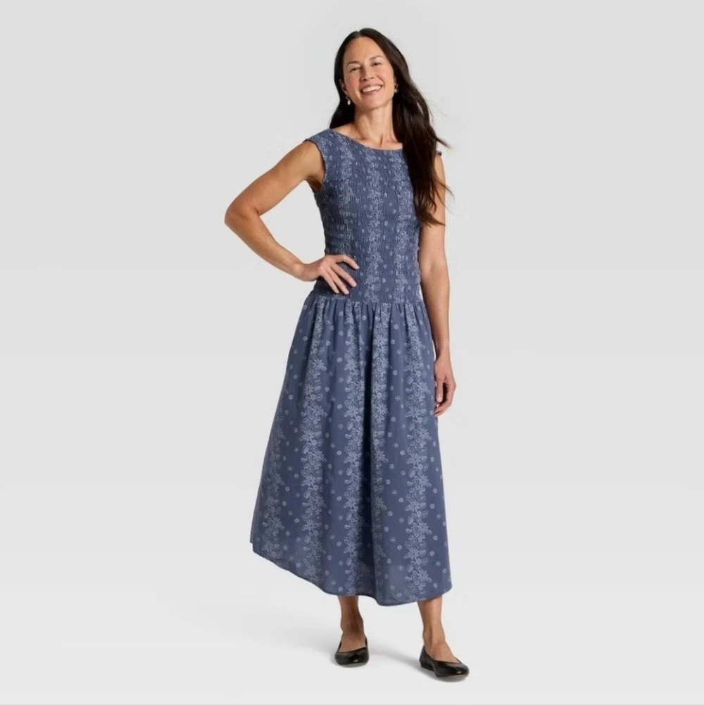 《 aureum 》Block Print Smocked Dress
